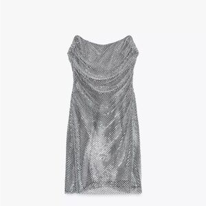 Zara Strapless Silver Dress